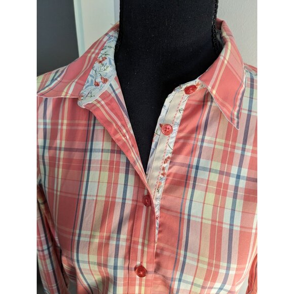 Orvis Long Sleeve Cotton Pink Plaid Button Down Shirt - 6 - Picture 2 of 11